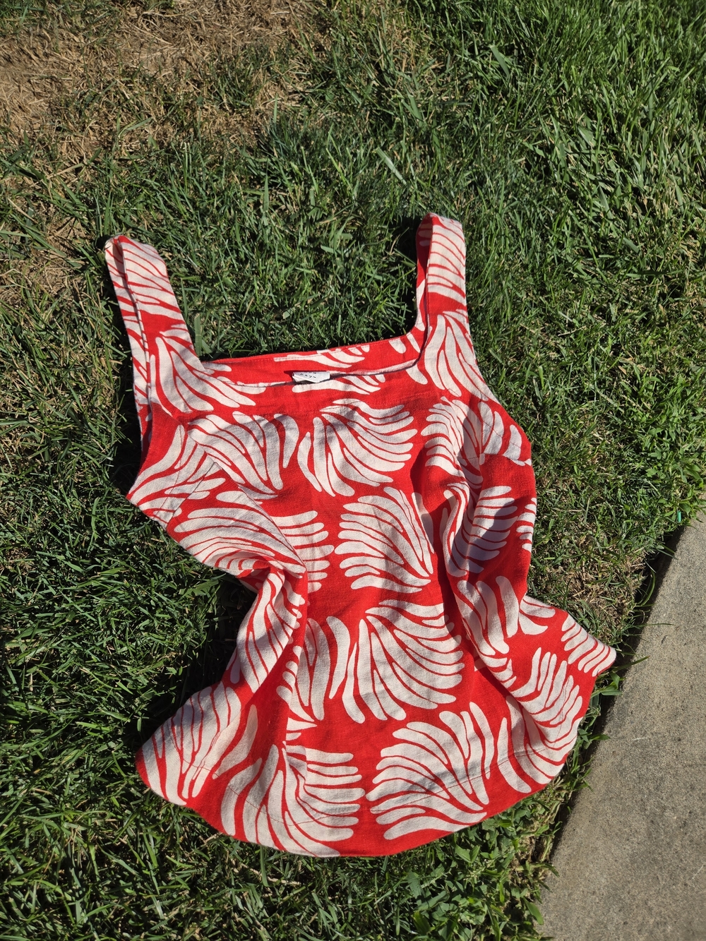a new day Red and White Printed Tank Top